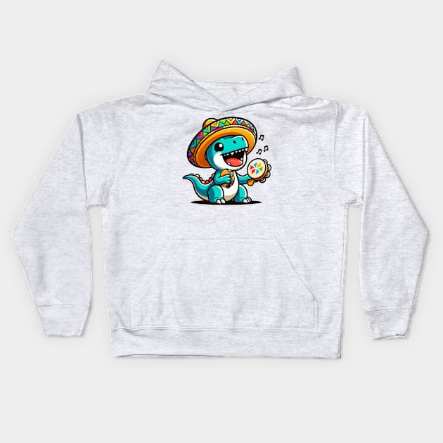 Lovely Dino Enjoy Music Kids Hoodie by NayaRara